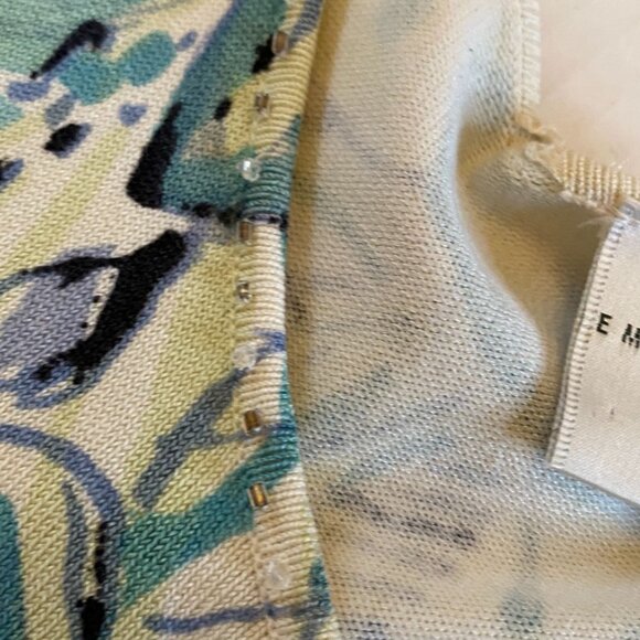 Emma James Blue and White Floral Scoop Neck Knit Tank with Beading Size 3X - Picture 9 of 9